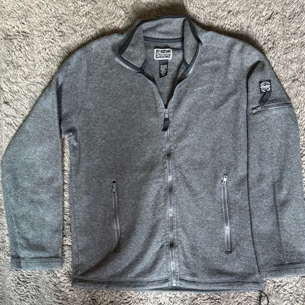 Indian Motorcycles Gray Fleece Sweatshirt with Stand-Up Collar